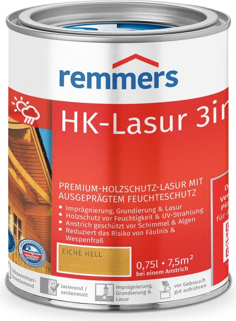 Remmers HK Lazúra 3v1 – svetlý dub (Eiche hell) 0,75 l